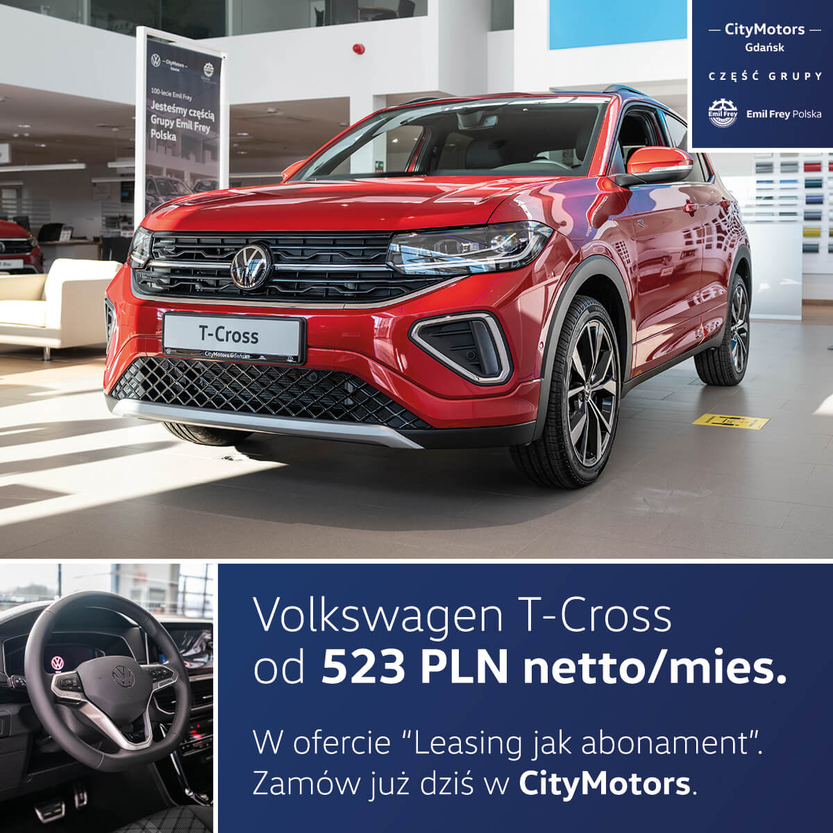 Volkswagen T-Cross od 523 PLN netto/mies.